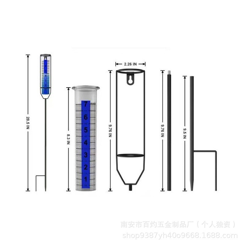アマゾンガーデン屋外鉄製雨量計プラスチック製ブルーストリップ付き屋外文字入り透明計量カップ測定器|undefined