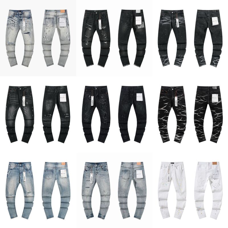 Cross-Border Trendy Brand Purple Brand Jeans European and American Style High Street Slim Fit Versatile Jeans with a Washed Vintage Look