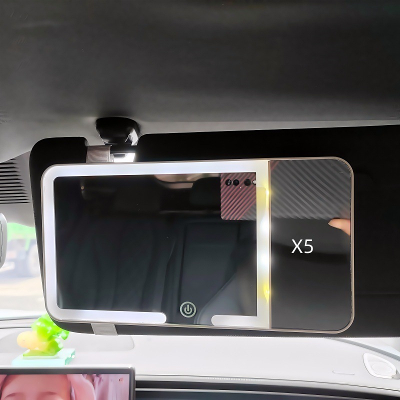 Qìchē Car Makeup Mirror 5X Magnifying LED Light Sun Visor Vanity Mirror (Sun visor rearview mirror) - 5x-magnifying-led-car-mirror