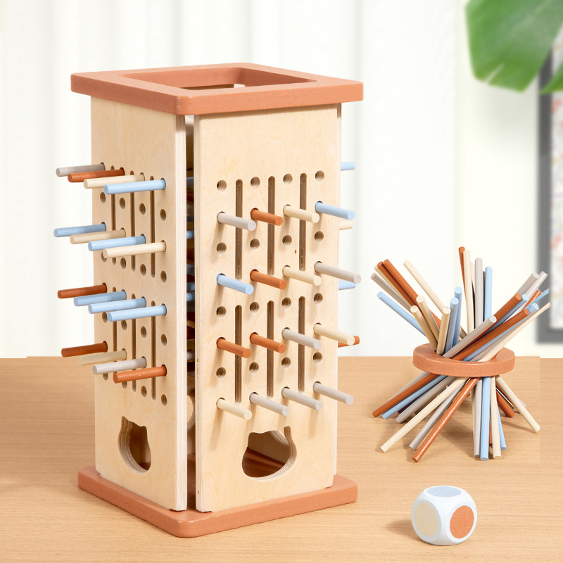 Educación infantil madera 3 - en - 1 juego de palo de dibujo de dados color cognitivo padre-hijo interactivo juego de mesa de puzzle