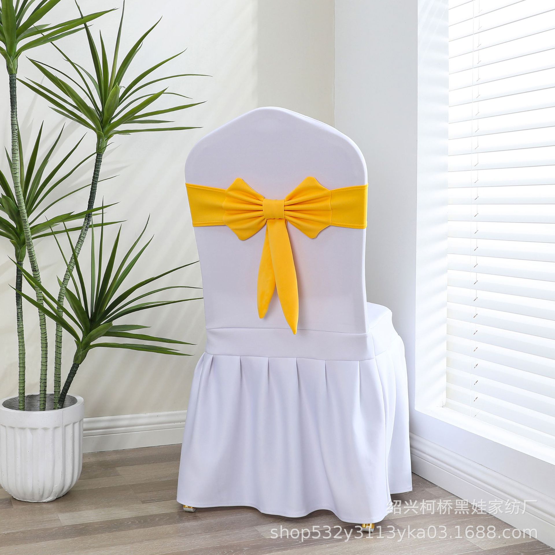 No-tie elastic chair back decoration wedding hotel chair cover bow banquet chair cover elastic chair back flower strap