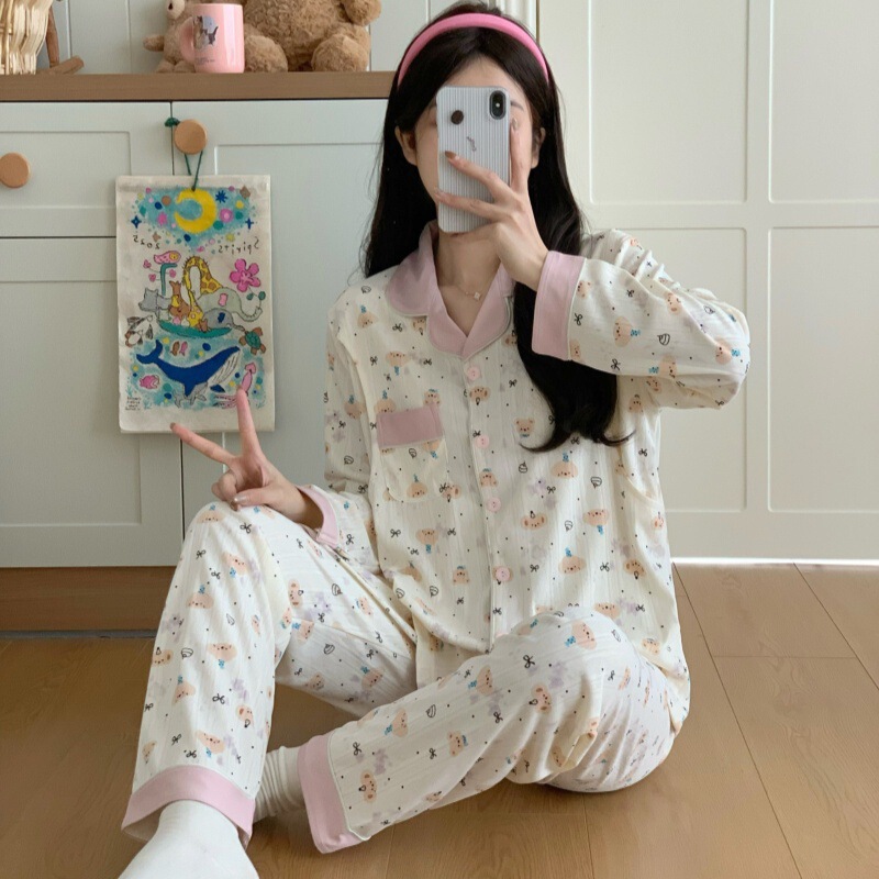 Maternity Pajamas Double-Sided Postpartum Nursing Maternity Sleepwear Spring and Summer Home Wear Set for May, June, and July