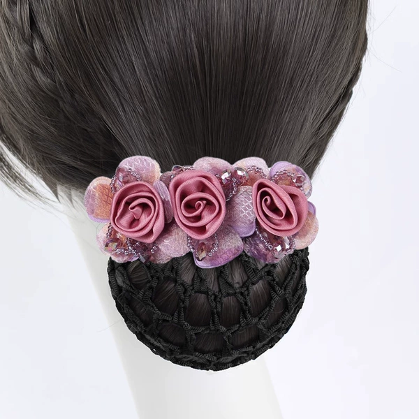 Pink three-flower thick mesh head flower