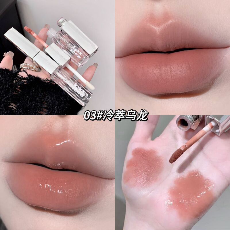 Kakashow 双頭デュアル効果リップ釉薬マットベルベット水光ミラー透明ガラスリップ学生パーティー口紅|undefined