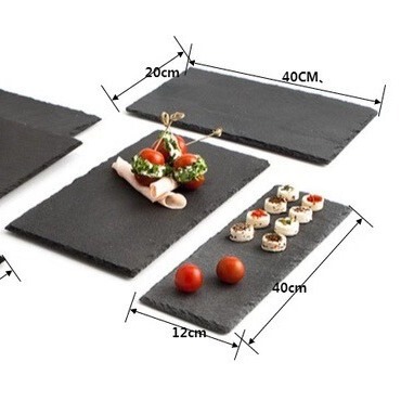 Cross-Border Small Wholesale Slate Dinner Plates and Trays, Black Rock Sushi Cheese Natural Stone Slate Steak Plates