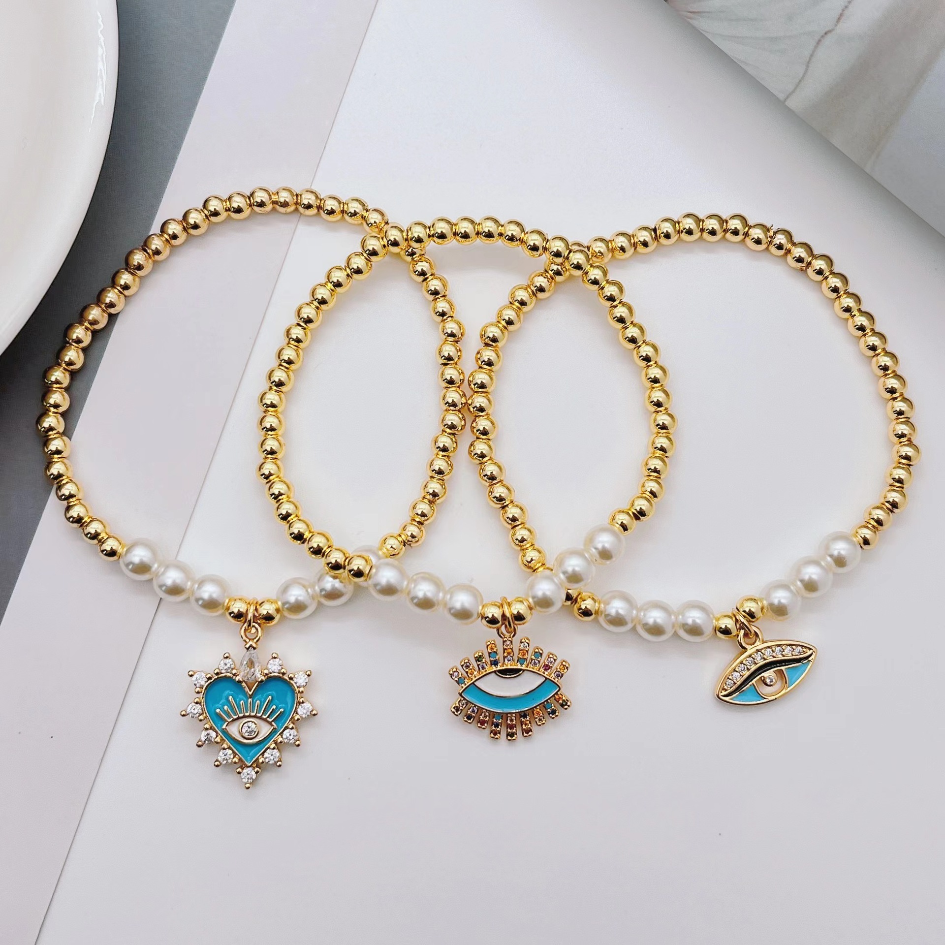 Fashion Eye Copper Beaded Bracelets 1 Piece