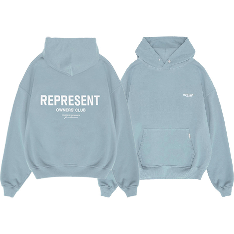 Transfronterizo REPRESENTAR PROPIETARIOS CLUB Terry carta impresión High Street Hombres sueltos suéter con capucha de moda