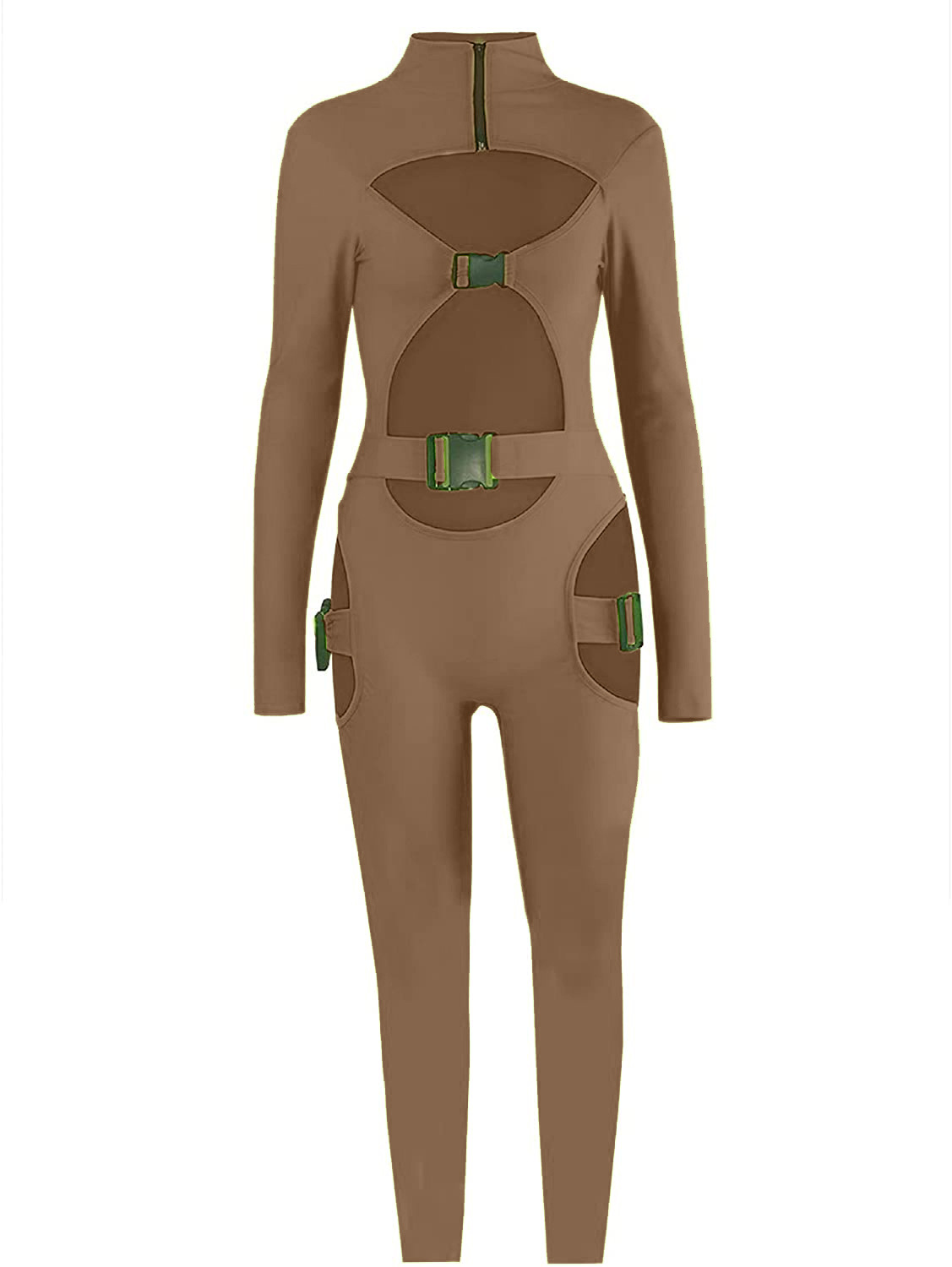 2021 Amazon eBay primavera jinete de Mujer Pantalones fluorescente verde libro bolsa hebilla manga larga pantalones de una sola pieza image 11