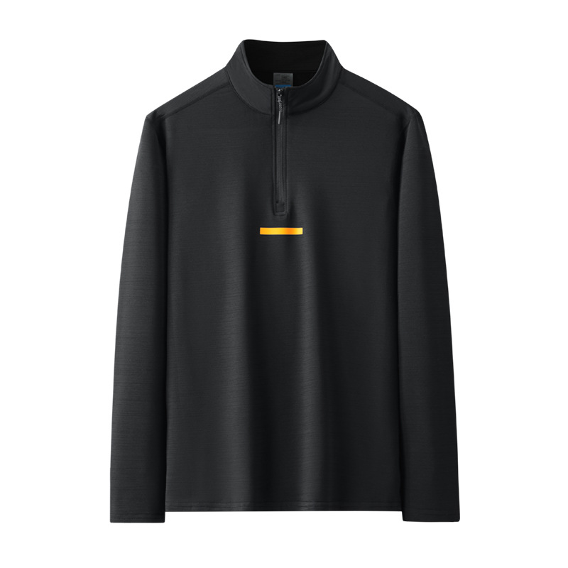 Maglietta a maniche lunghe con colletto alto e asciugatura rapida da uomo alla moda, felpa con cappuccio autunnale, allenamento elasticizzato, corsa sportiva, mezza_voghion.com