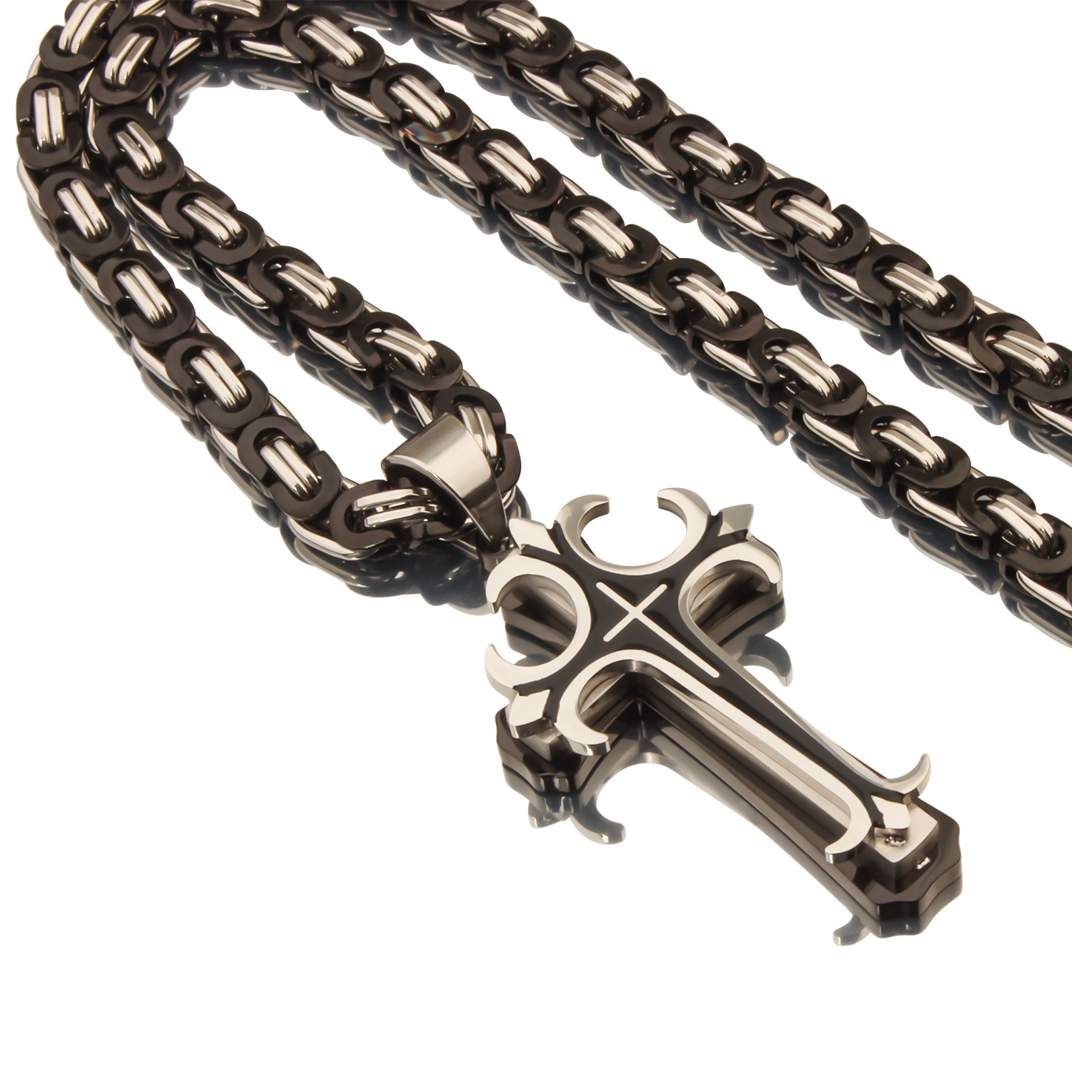 35g Weight Titanium Steel Pendant Material Pendant Necklace Classification Titanium Steel Chain Material 1 Piece Quantity Party, Carnival, Street Occasion Titanium Steel Material Cross Pattern Men's Gender Plating Design Exaggerated, Punk Style Exaggerated Punk Cross Titanium Steel Plating Men's Pendant Necklace 19