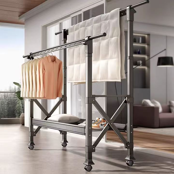 Foldable Clothes Drying Rack for Indoor Use, Balcony, Outdoor, Bedroom, Quilt Drying Rack, Adjustable Clothes Rack, Clothes Drying Pole