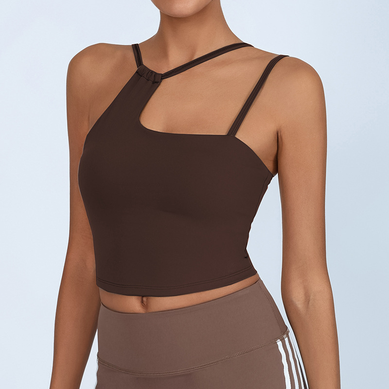 Chaleco deportivo desnudo con almohadilla de pecho irregular comercio exterior transfronterizo yoga pilates entrenamiento chaqueta de cabina