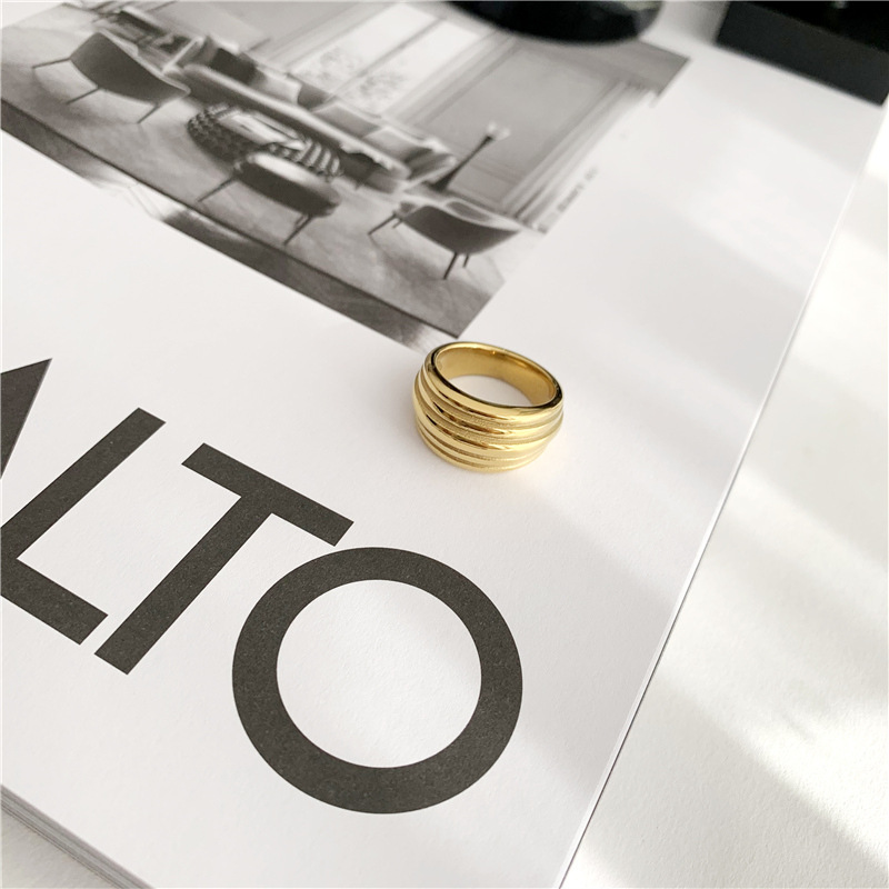 10g Weight Gold Plated Plating Material Rings Classification 1 Piece Quantity Holiday, Daily Occasion Stainless Steel Material Solid Color Pattern Women's Gender Plating Design Simple Style, Commute Style Simple Style Commute Solid Color Stainless Steel Plating Gold Plated Rings 15