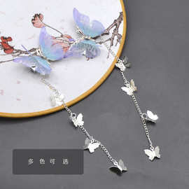 古风发饰复古发夹汉服配饰小清新淑女仙薄纱蝴蝶简约古风日常头饰