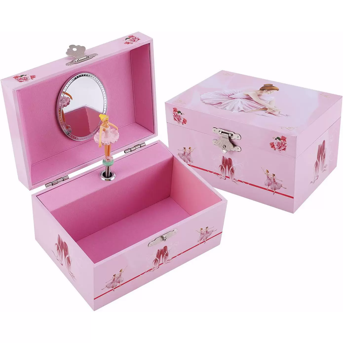 现货 5寸粉色舞蹈芭蕾音乐盒儿童女孩首饰收纳音乐盒生日圣诞礼物