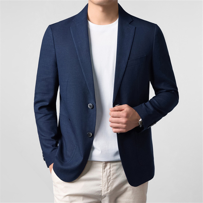 Fashionable Versatile Casual Suit Sun Protection Jacket Spring and Summer New Linen Thin Suit Men's High-End Suit Jacket Men's Clothing