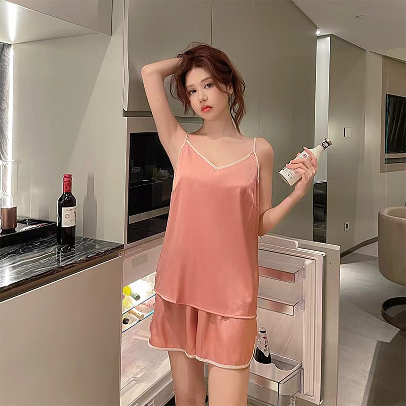단조 실크 슈트 - 카라멜 컬러 패션 스타일
