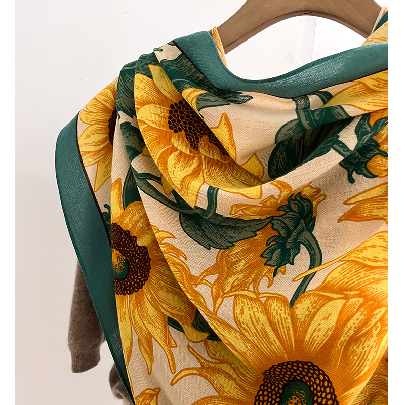 170g Weight Scarf Classification Daily Occasion Imitation Wool Material Flower Pattern Spring, Autumn Season Women's Gender Printing Design Simple Style Style Women's Simple Style Flower Imitation Wool Printing Scarf 2