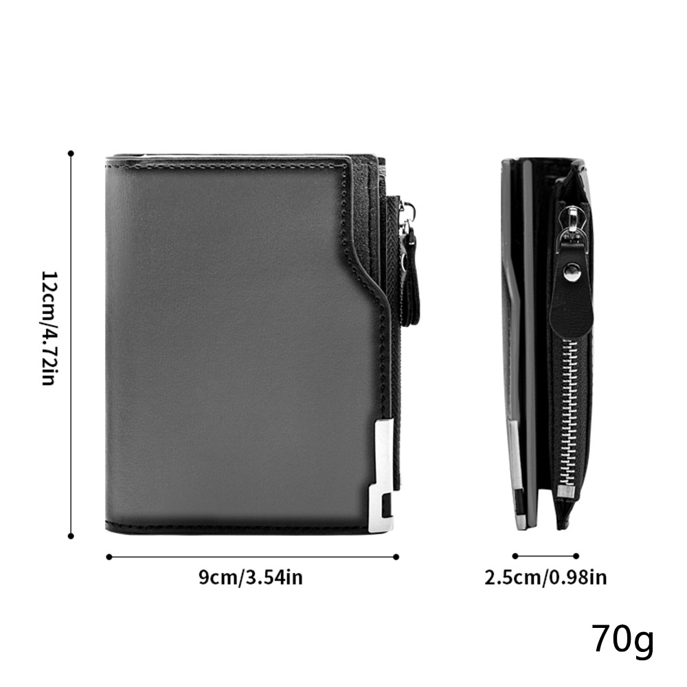 Cartera vertical para hombres, bolso de cambio de tarjeta múltiple, cartera corta con cremallera, cartera multifuncional para hombres.