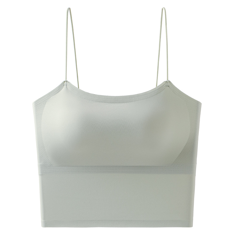 Chaleco de cinturón de primavera y verano femenino sin anillo de acero con cojín de pecho fijo no correr taza hermosa espalda transpirable color sólido sin usar sostén