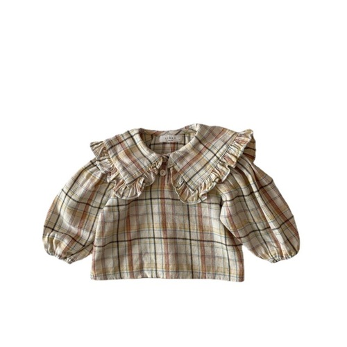  Spring and Autumn Clothes Girls' Shirts Sailor Lapel Korean Style Simple Sweet Cotton Long Sleeve Loose Top