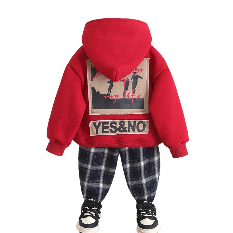 6494 traje de suéter para niños más terciopelo engrosamiento ropa de invierno para niños 2025 otoño e invierno nuevo suéter de bebé de dos piezas