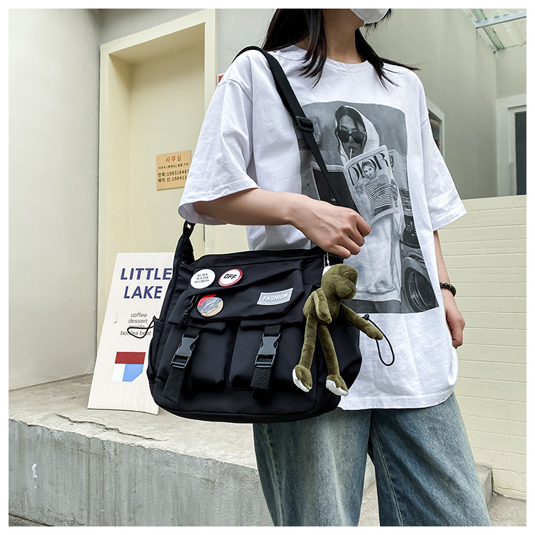 Korean ins fashion single-shoulder crossbody bag, trendy brand color sports bag, middle and high school schoolbag, college student class backpack undefined