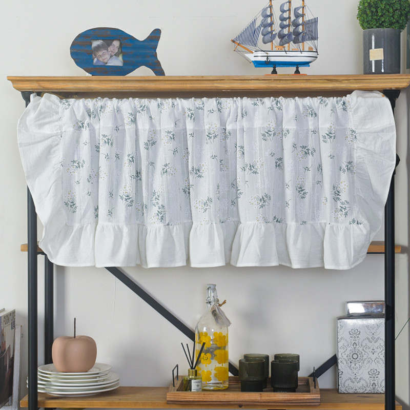 Le Xuan Show Japan and South Korea INS Wind Small Floral Ruffled Kitchen Short Curtain Half Shading Window Mantle Coffee House Half Curtain Finished Product