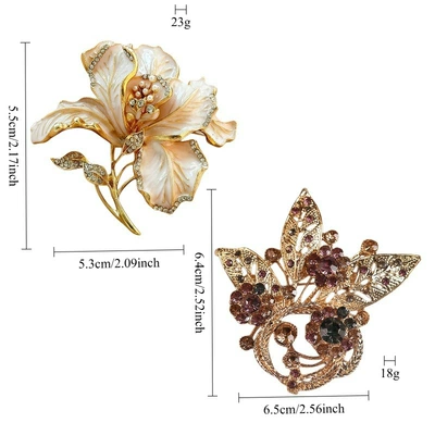 Vintage enamel floral brooch, Yaxa sancaqları