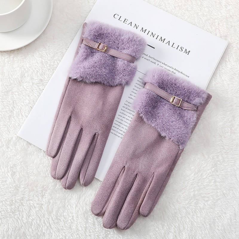 Guantes Térmicos Táctiles para Mujer de Poliéster, A prueba de Viento para Exteriores en Invierno