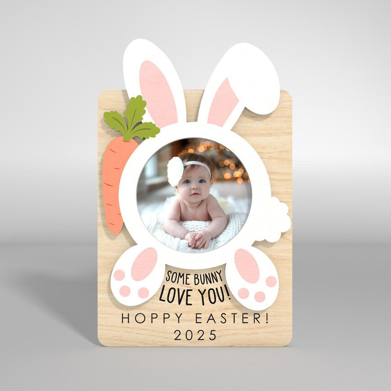 Cross-Border Customized Refrigerator Photo Frame Magnet Easter Children's Gift Rabbit Egg Photo Frame Home Decoration