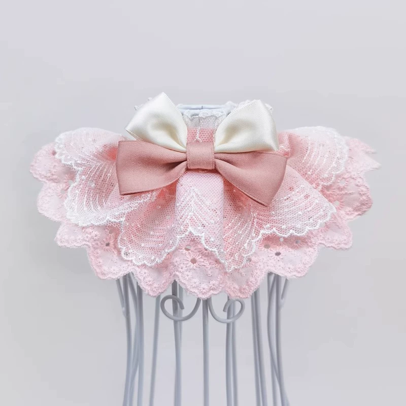 Scarf, eating bib, cute bow tie with bow, gold and silver