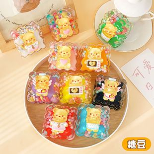 Tiktok Trending Butter Bear Cookie Oil Flow Sand Figurine Blind Box Doll Desktop Decoration Wholesale