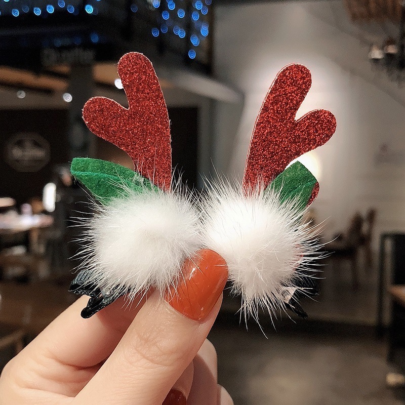 クリスマスヘアピン女の子の頭飾り鹿の角ヘアピン秋と冬のかわいいヘッドバンドヘアアクセサリー女の子クリップクリスマス装飾|undefined