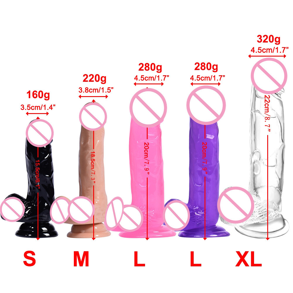 Transparent Crystal Dildo with Suction Cup, TPE Manual Adult Toy, Multiple Sizes — detail image 1
