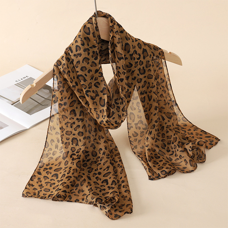 60g Weight Scarf Classification Daily Occasion Chiffon Material Color Block, Leopard, Notes Pattern All Seasons Season Women's Gender Elegant, Simple Style Style Women's Elegant Simple Style Color Block Leopard Notes Chiffon Scarf 25