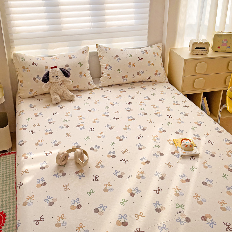 Sábanas a cuadros de algodón puro pieza individual 100 cama individual de algodón funda de almohada para dormitorio infantil traje de tres piezas