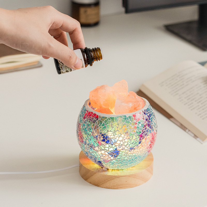 Salt Nightlight Bedroom Sleeping Bedside Lamp Essential Oil Mosaic Table Lamp Advanced Night Lamp Birthday Gift Atmosphere Lamp