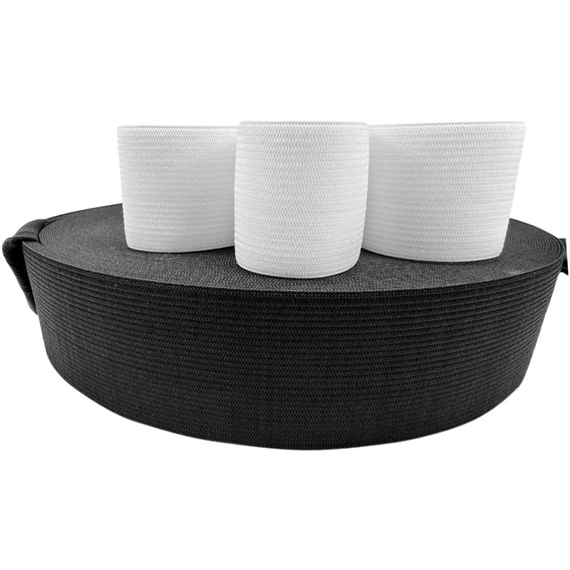 Черно-белая эластичная лента для вязания крючком, плоский аксессуар, ширина 4 см, высокая эластичность, утолщенный пояс для одежды.