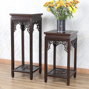 Solid Wood Flower Rack African Ebony Chinese-style Rectangular Living Room Floor-standing Fish Table Rack Storage Rack Bonsai Rack