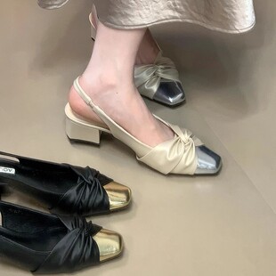 French Style Evening Shoes for Women 2025 Spring and Summer New Style Gentle Elegant Baotou Sandals for Outer Wear with Skirts