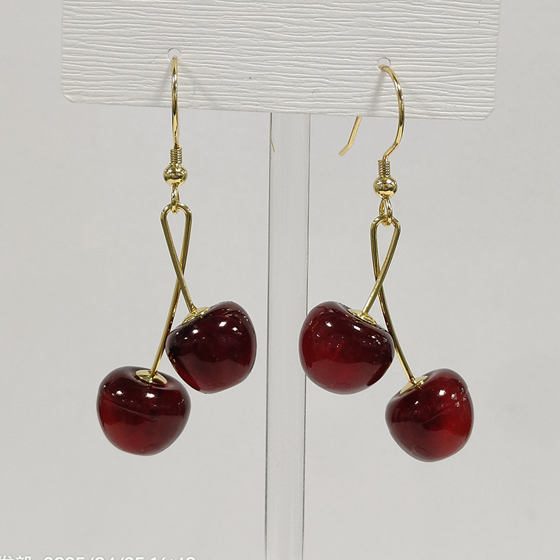 Aretes de cereza roja para mujer – colgante exquisito, fruta de imitación versátil, nuevo estilo