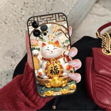适用iphone17手机壳招财猫16promax软苹果13元宝福保护套15Promax