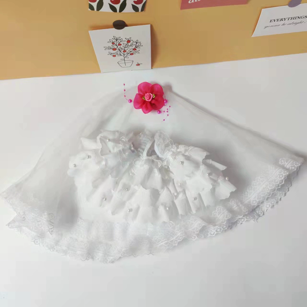 Кукла, платье, юбка, 30 см, с маленькими мишками, детская одежда
