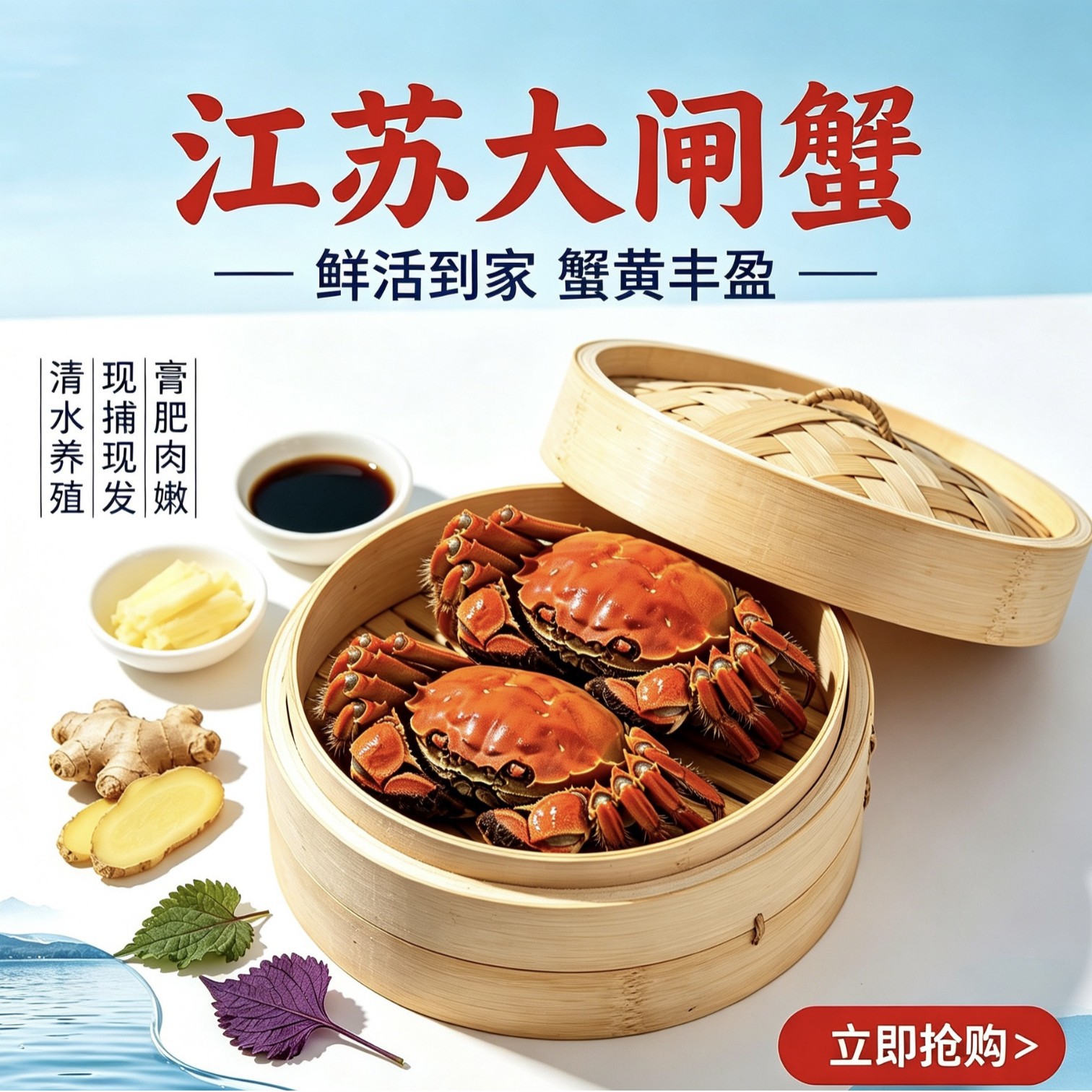 江苏大闸蟹鲜活螃蟹现货整箱满黄足两肥大公蟹母蟹包邮团购批发