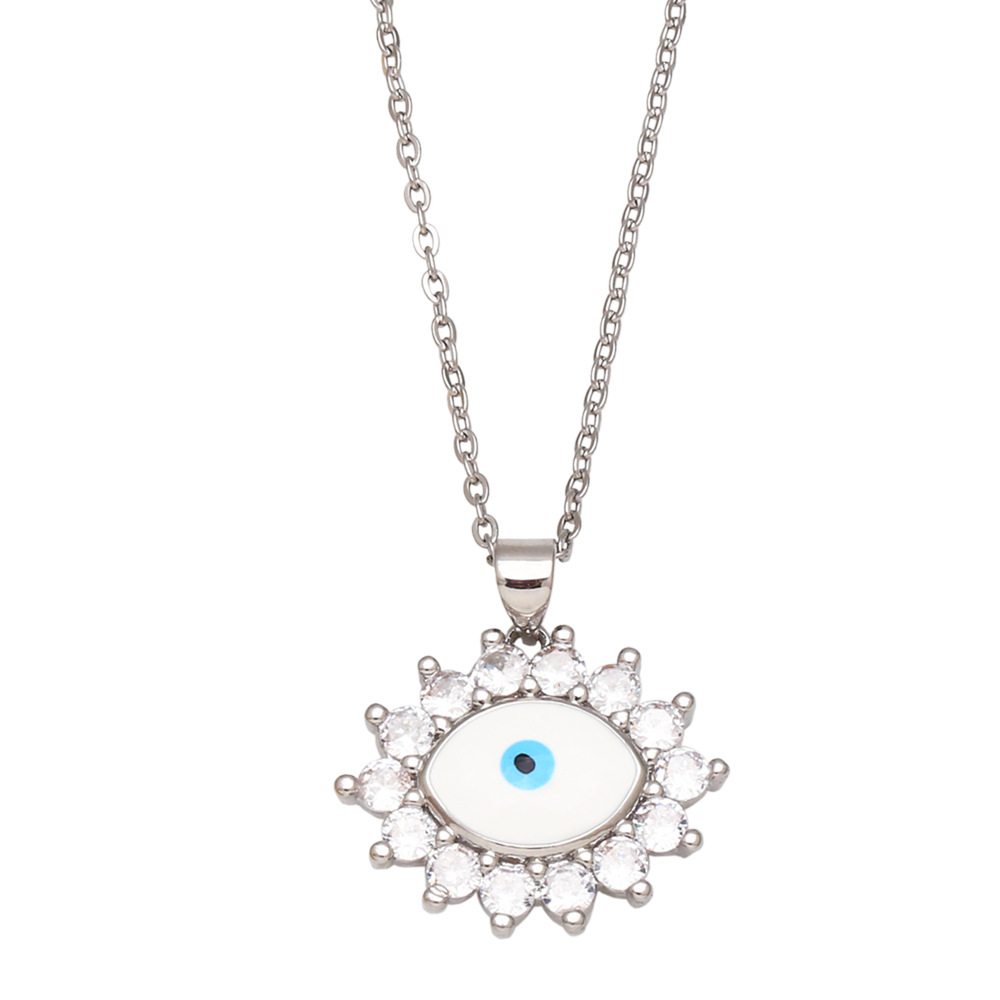 Fashion Devilu0027S Eye Copper Pendant Necklace Inlay Zircon Copper Necklaces