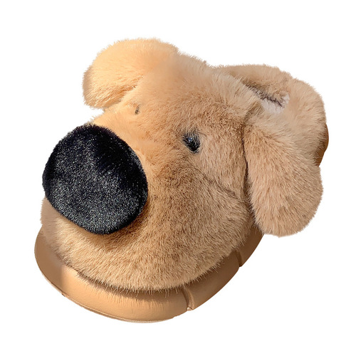 Children's Cotton Slippers for Girls and Boys, Autumn and Winter Indoor Home Use, Non-Slip and Warm, Cute Puppy Plush Slippers