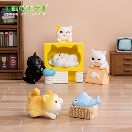 Micro landscape creative cute lying kitten doll gardening baby house DIY decoration accessories desktop small ornaments
