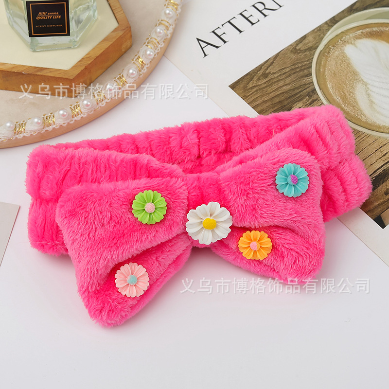 Nueva diadema de ala ancha mujer dibujos animados tridimensional pequeña flor arco cara lavado maquillaje deportes pelo banda maquillaje accesorios para el pelo