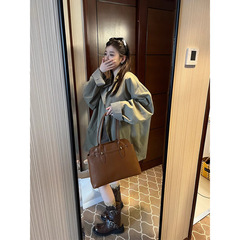 2552# superniniyy 气氛图书馆双面可穿黑白格宽松慵懒风衣外套
